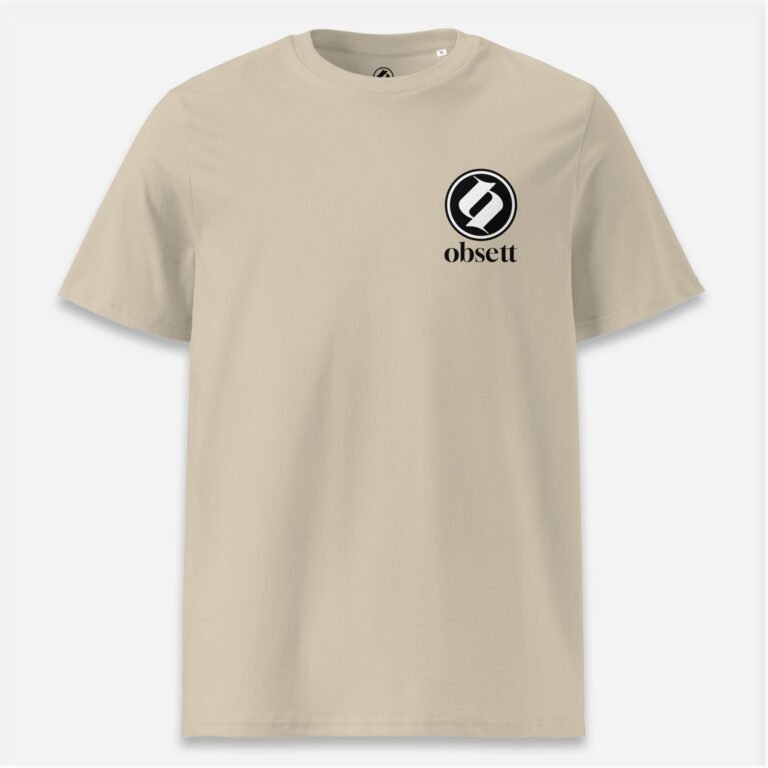 Loop Camiseta beig Obsett Classic impresión pecho mujer dos (Logo blanco fondo negro completo)