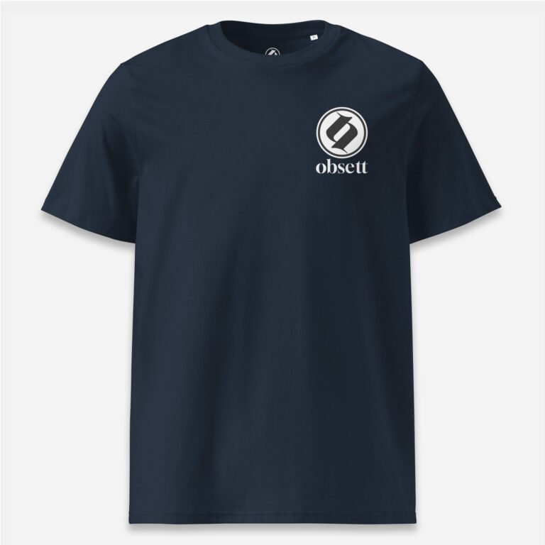 Loop Cabecera Camiseta marino Obsett Classic impresión pecho hombre (logo negro fondo blanco completo)