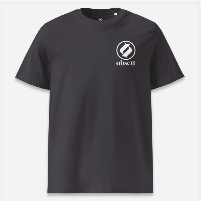 Loop Camiseta gris antracita Obsett Classic impresión pecho hombre (Logo completo blanco)