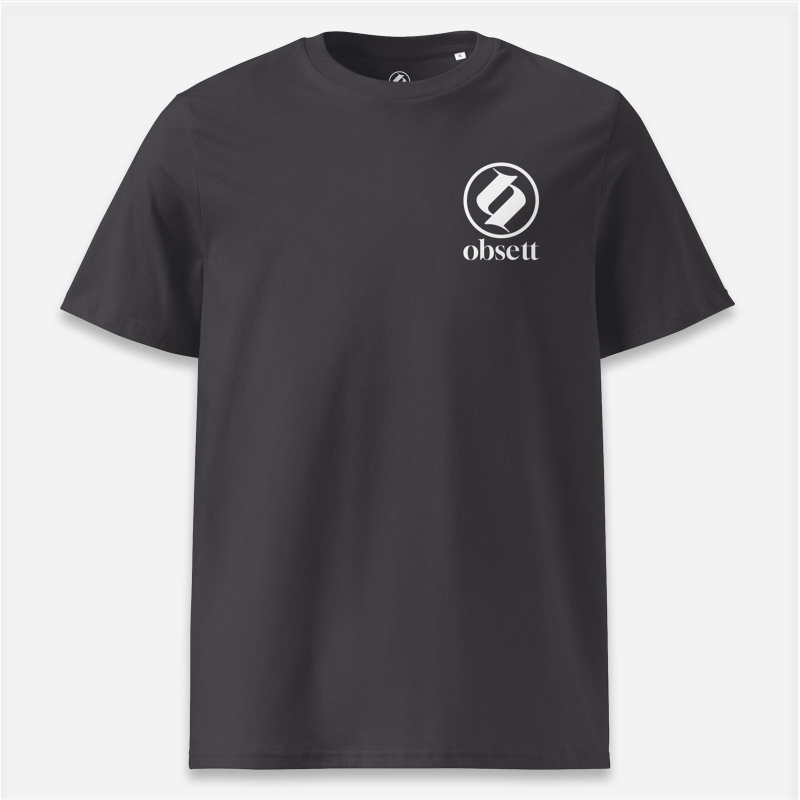 Loop Camiseta gris antracita Obsett Classic impresión pecho hombre (Logo completo blanco)