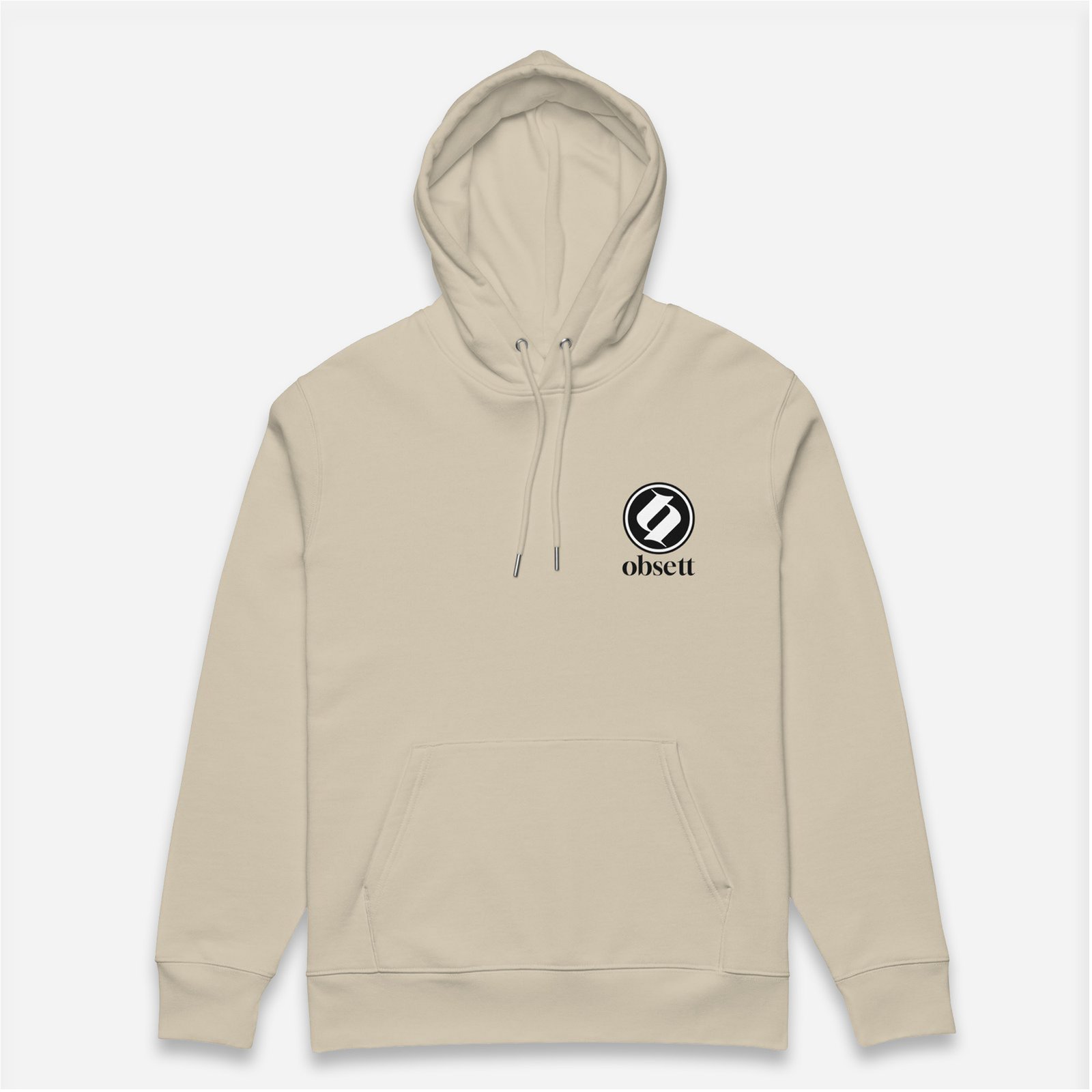 Loop Sudadera beig Obsett Classic impresión pecho hombre (Logo blanco fondo negro completo)