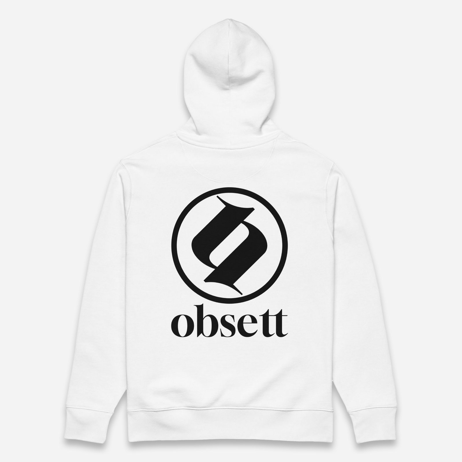 Loop Sudadera blanco Obsett Classic impresión espalda dos hombre (Logo negro completo)