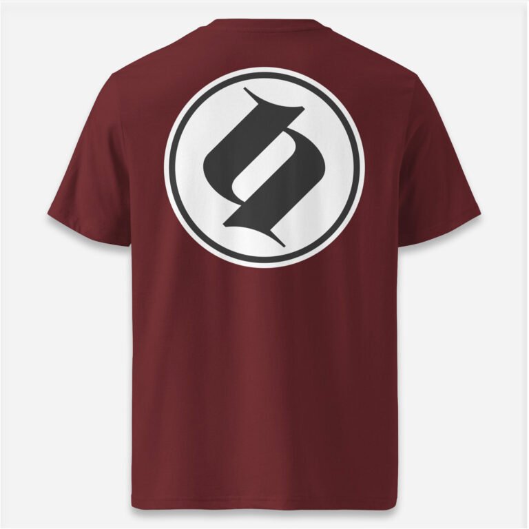 Loop Camiseta burdeos Obsett Classic impresión espalda hombre (Logo negro fondo blanco)