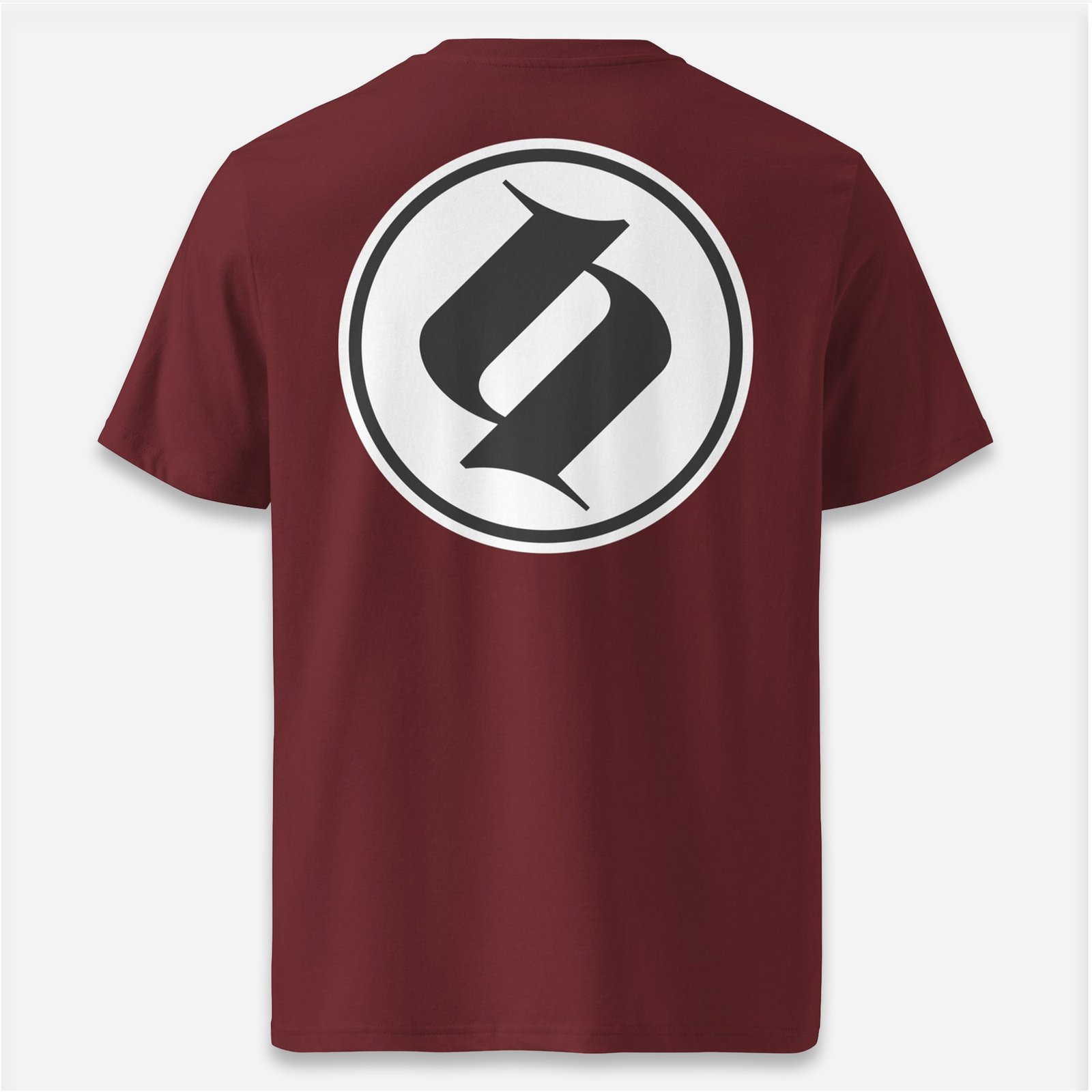 Loop Camiseta burdeos Obsett Classic impresión espalda hombre (Logo negro fondo blanco)