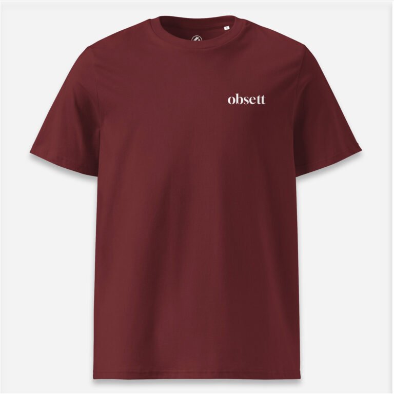 Loop Camiseta burdeos Obsett Classic impresión pecho hombre (Logo blanco nombre)