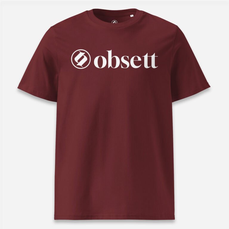 Loop Camiseta burdeos Obsett Classic impresión pecho mujer (Logo blanco completo)