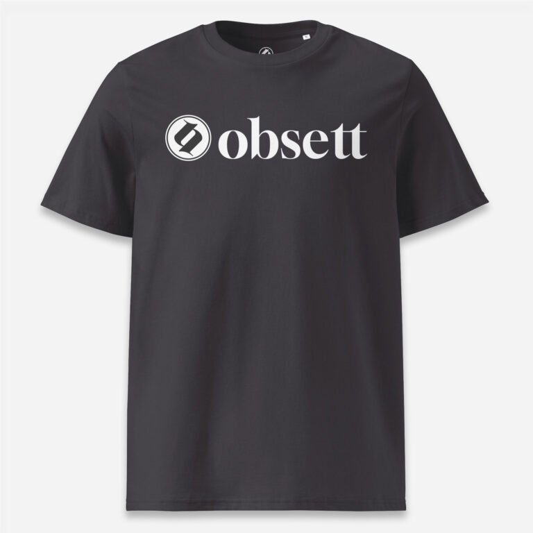 Loop Camiseta antracita Obsett Classic impresión pecho mujer (Logo negro fondo blanco completo)
