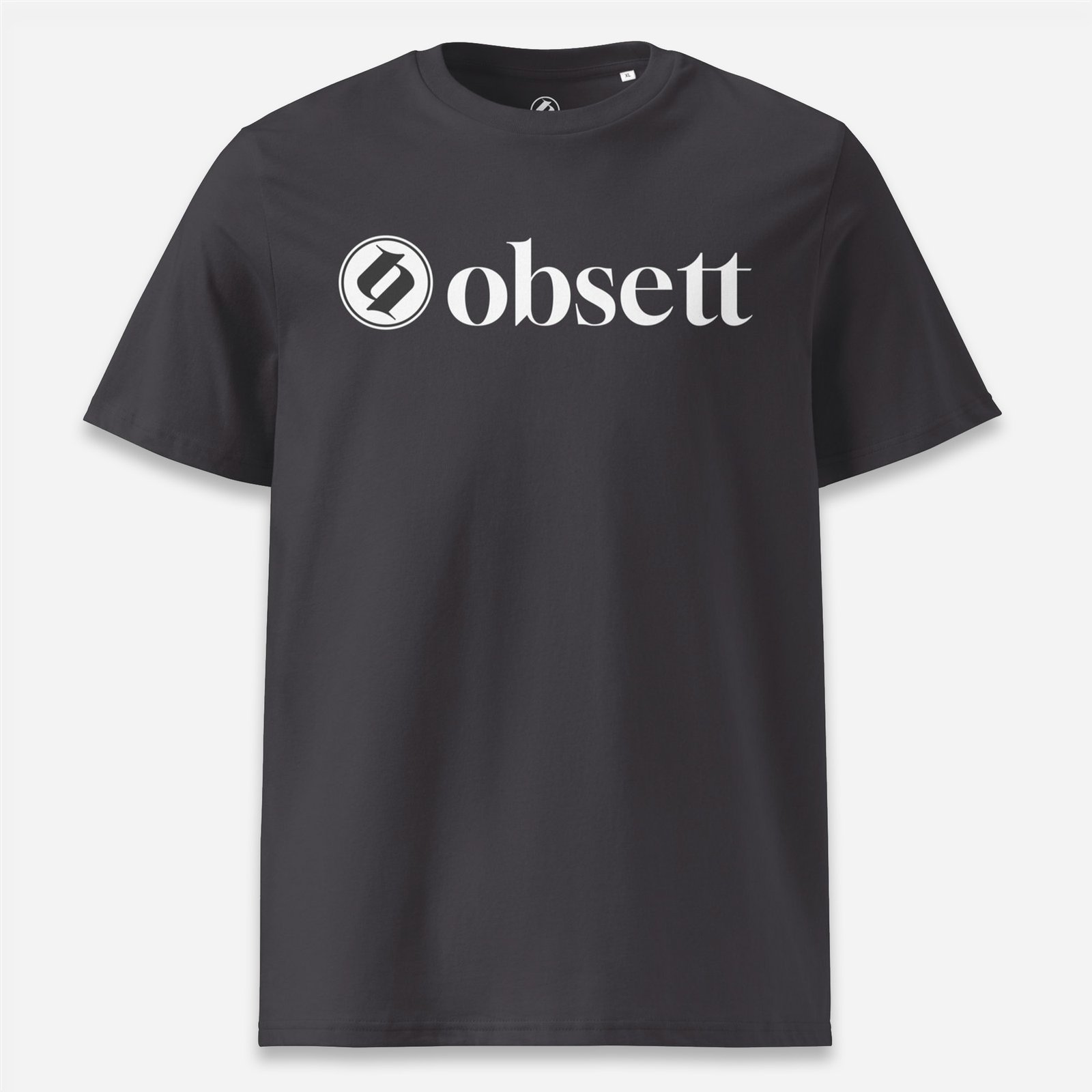 Loop Camiseta antracita Obsett Classic impresión pecho mujer (Logo negro fondo blanco completo)