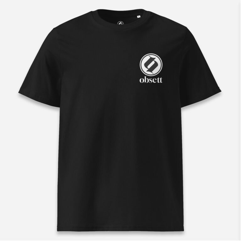Loop Camiseta negra Obsett Classic impresión pecho mujer (Logo negro fondo blanco completo)
