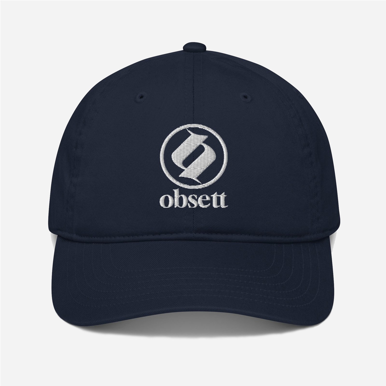 Loop Gorra azul estilo beisbol obsett classic bordado vista izquierda dos (Logo blanco completo)