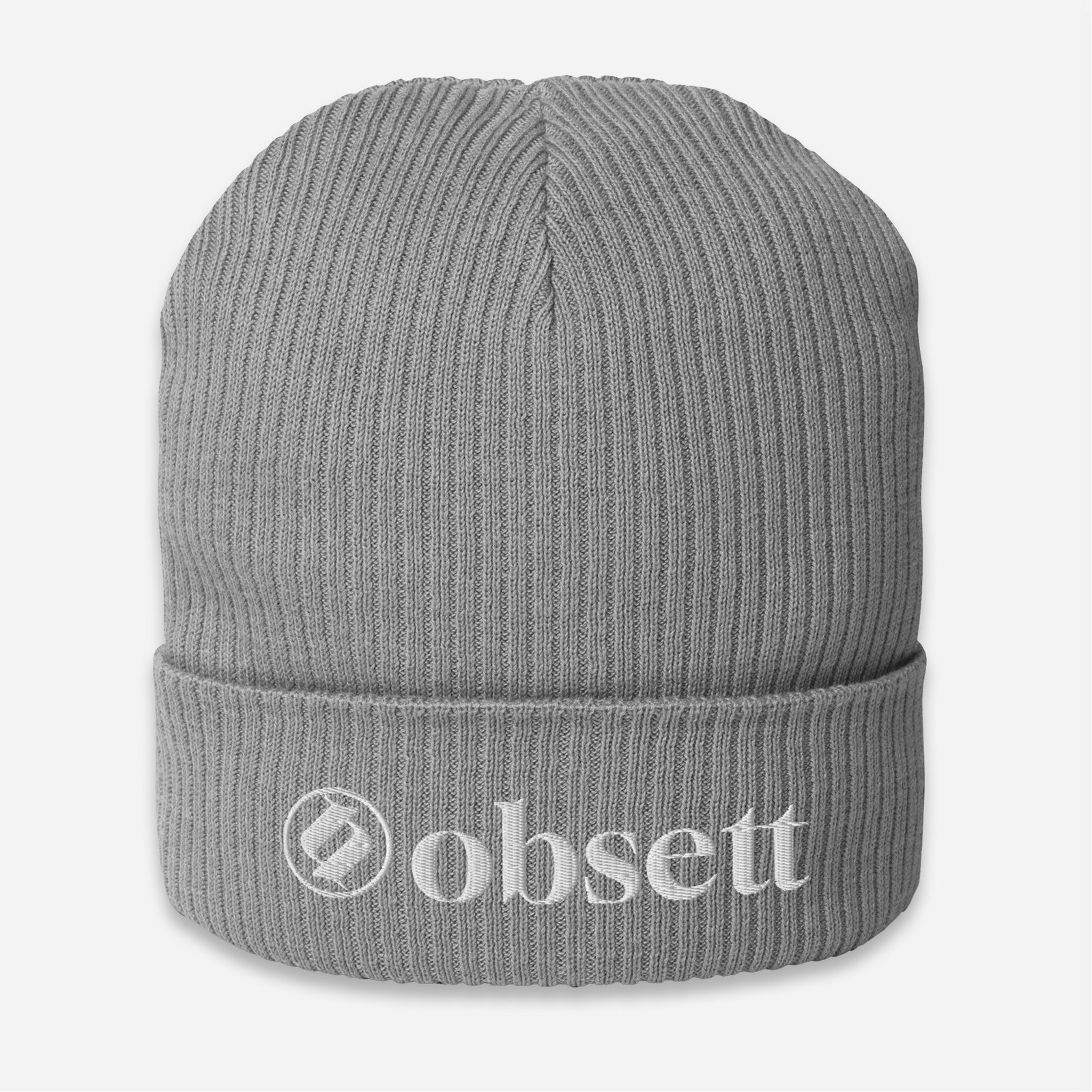 Loop Gorro de invierno gris obsett classic vista frontal (Logo blanco completo)