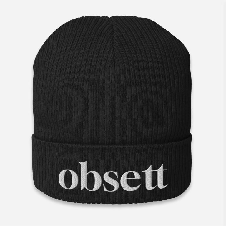 Loop Gorro de invierno negro obsett classic vista frontal (Logo blanco nombre)