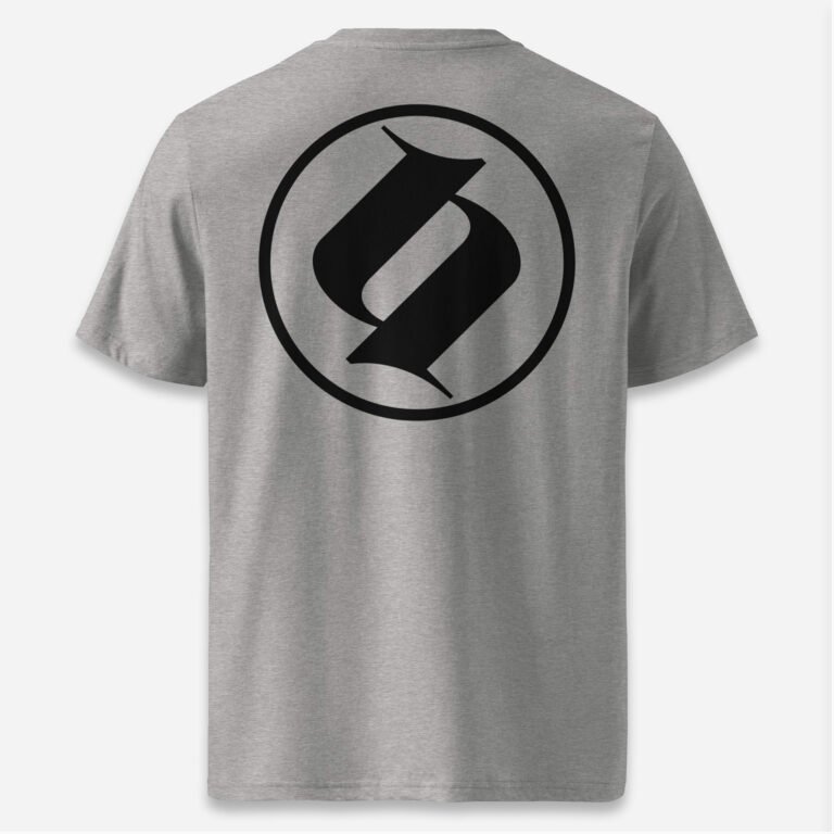 Loop Camiseta gris jaspeado Obsett Classic impresión espalda mujer (Logo negro)