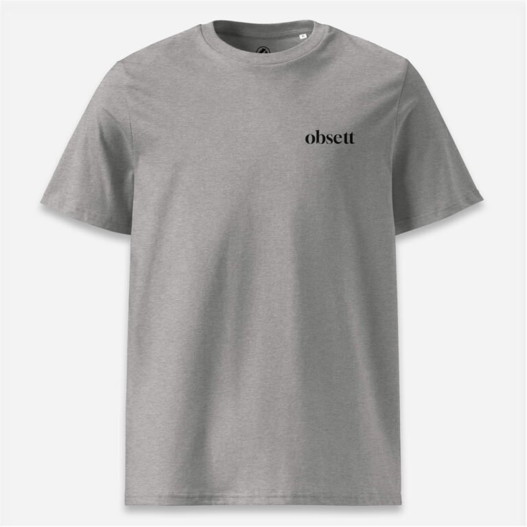 Loop Camiseta gris jaspeado Obsett Classic impresión pecho mujer (Logo negro nombre)