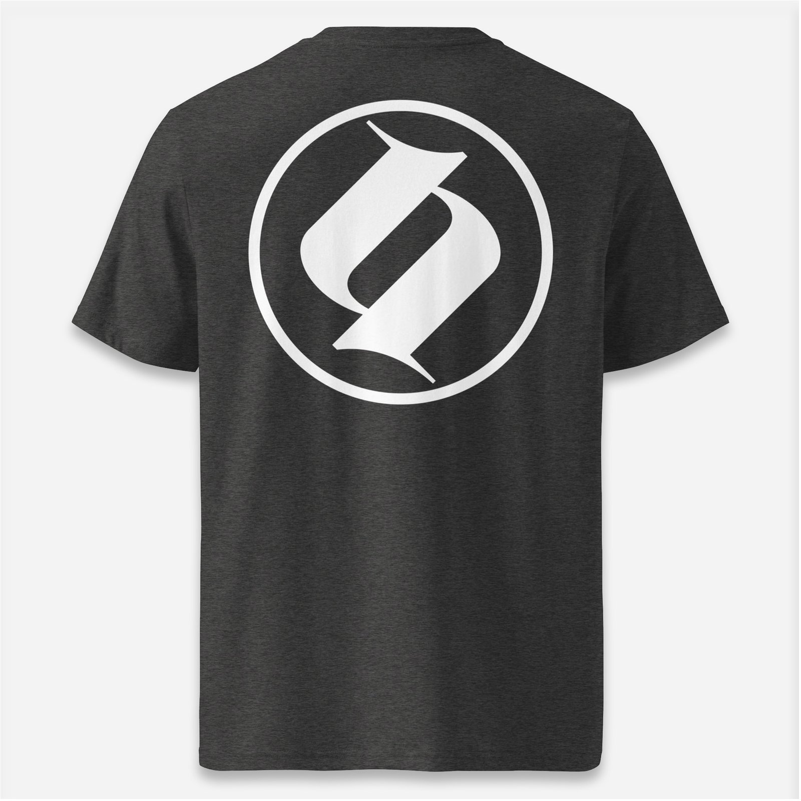 Camiseta gris jaspeado oscuro Obsett Classic impresión espalda mujer (Logo blanco)