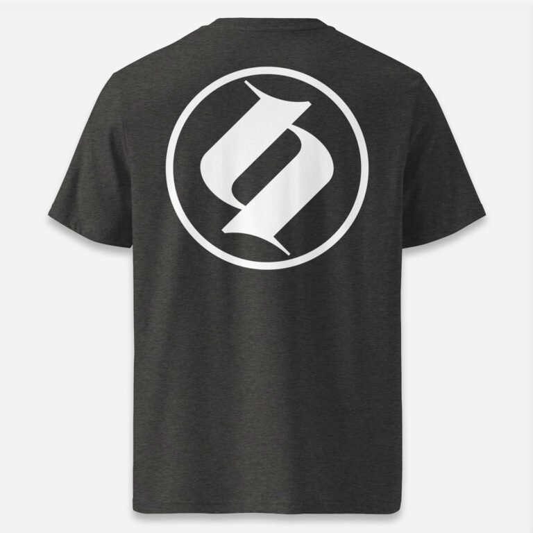 Loop Camiseta gris jaspeado oscuro Obsett Classic impresión espalda hombre (Logo blanco)