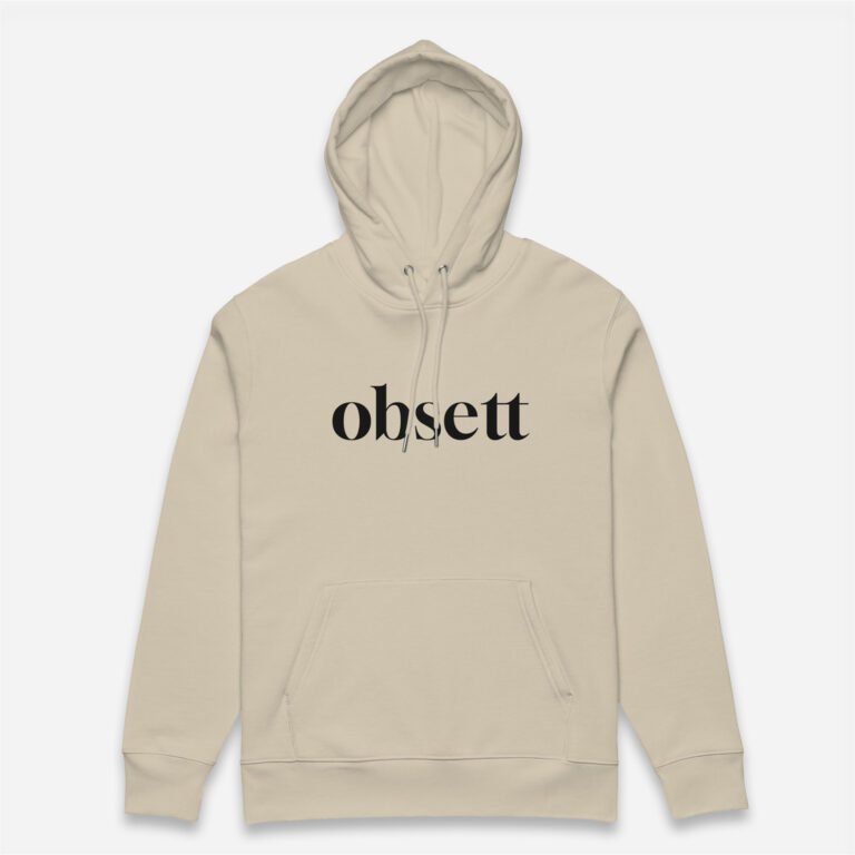 Loop Sudadera beig Obsett Classic impresión pecho hombre (Logo negro nombre)