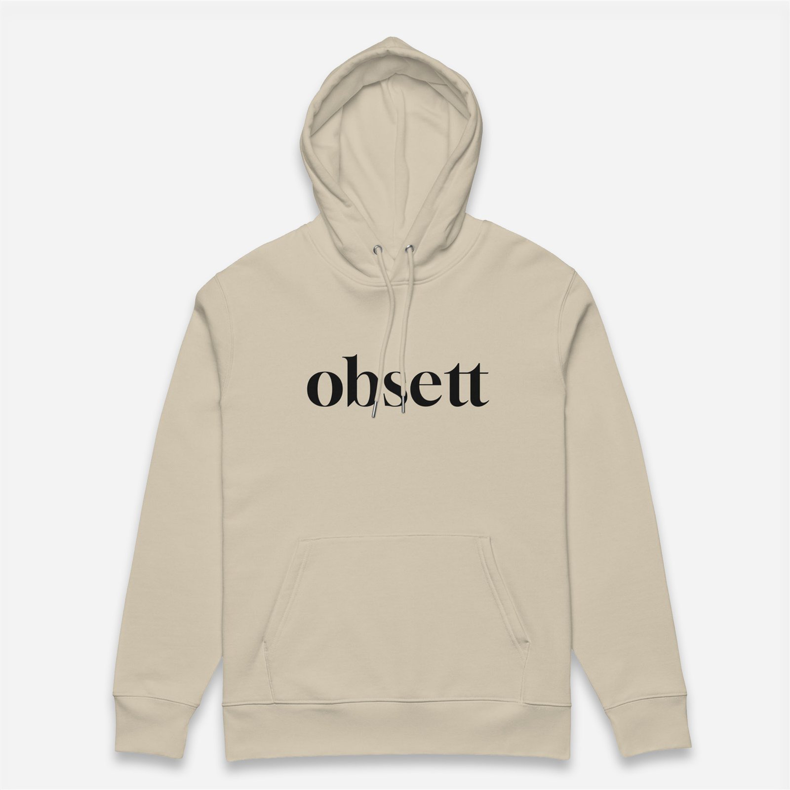 Loop Sudadera beig Obsett Classic impresión pecho hombre (Logo negro nombre)