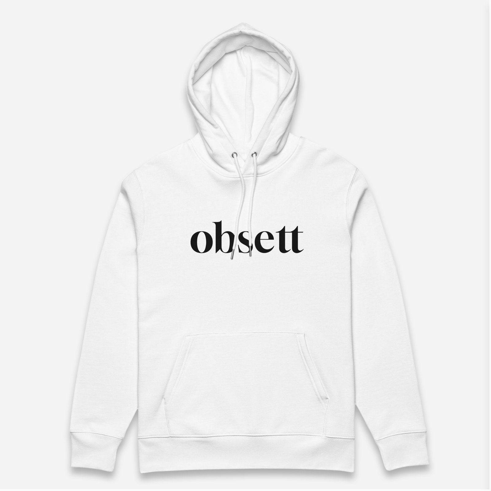 Sudadera blanco Obsett Classic impresión pecho hombre (Logo negro nombre)