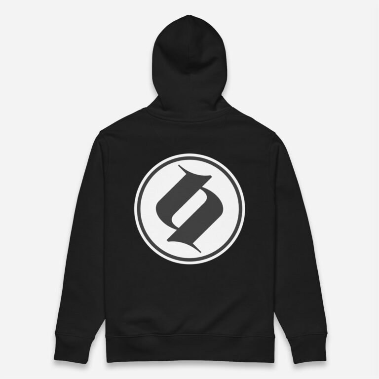 Sudadera negro Obsett Classic impresión espalda hombre (Logo negro fondo blanco)