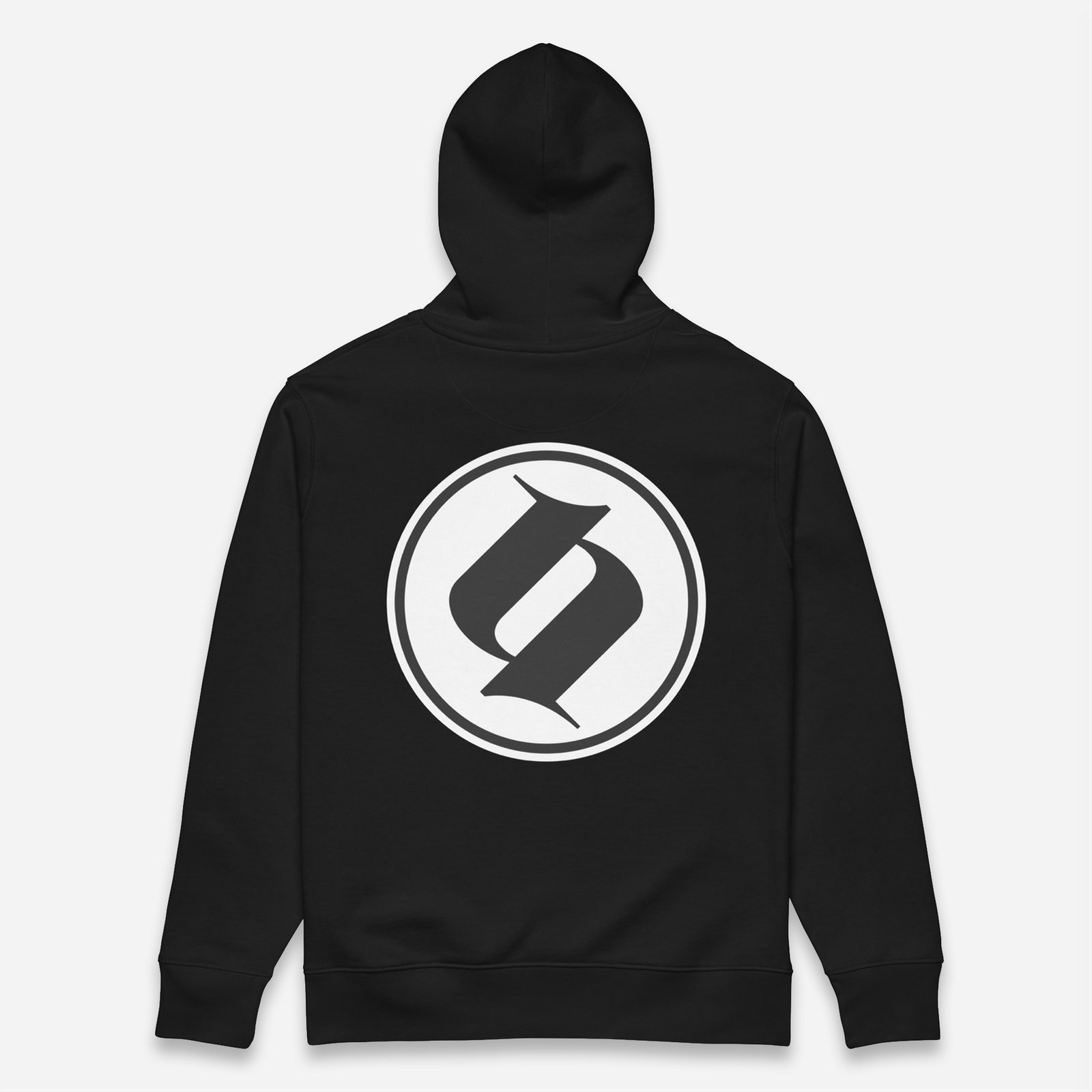Sudadera negro Obsett Classic impresión espalda hombre (Logo negro fondo blanco)