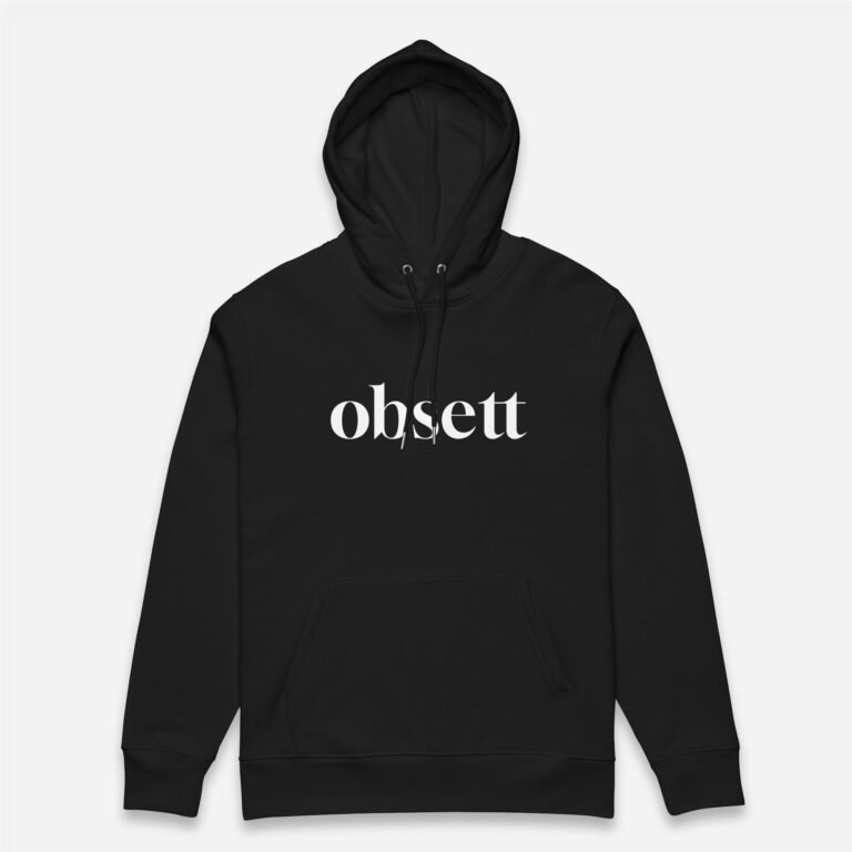 Loop Sudadera negro Obsett Classic impresión pecho hombre (Logo blanco nombre)