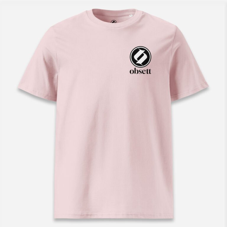 Loop Camiseta rosa Obsett Classic impresión pecho hombre (Logo blanco fondo negro completo)