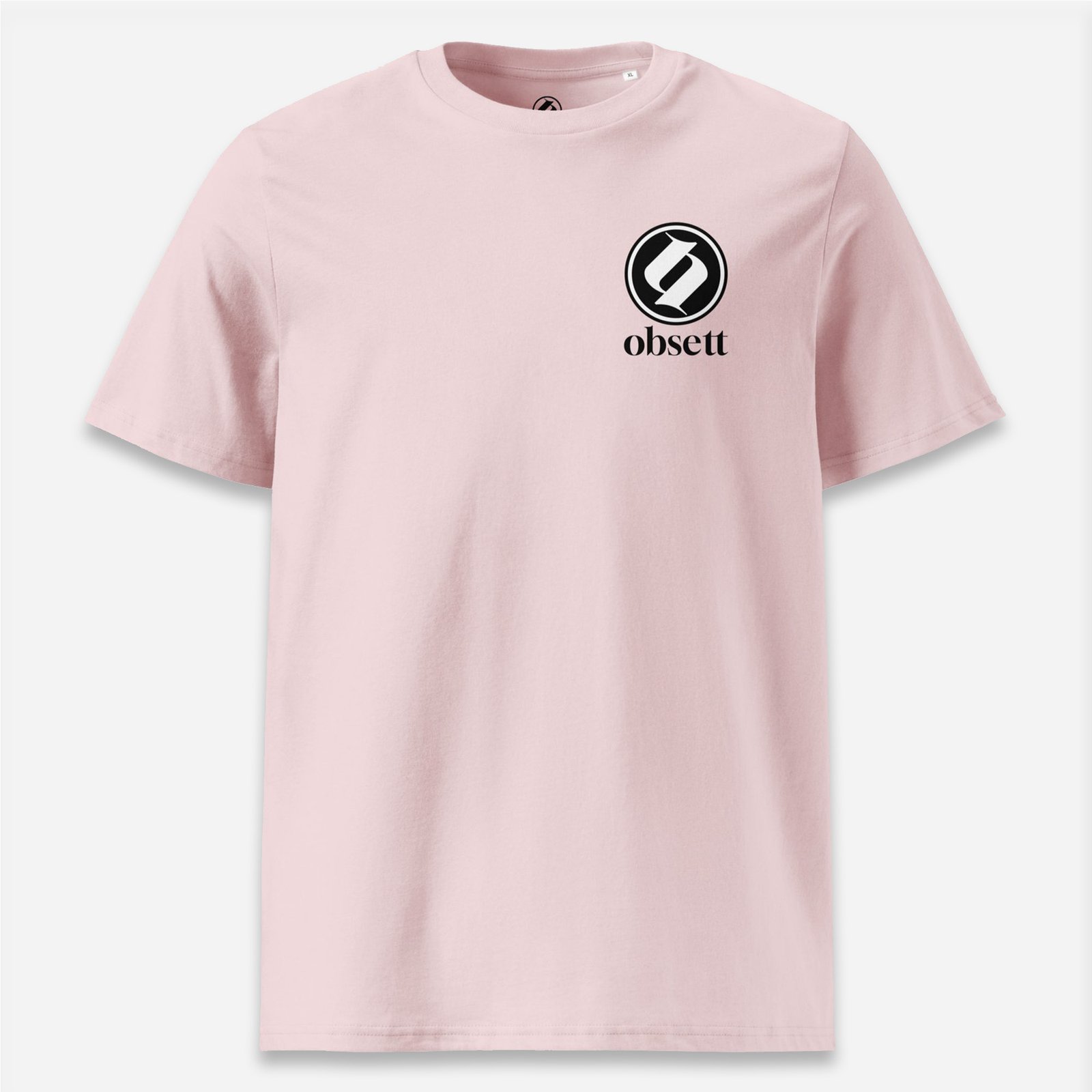 Loop Camiseta rosa Obsett Classic impresión pecho hombre (Logo blanco fondo negro completo)