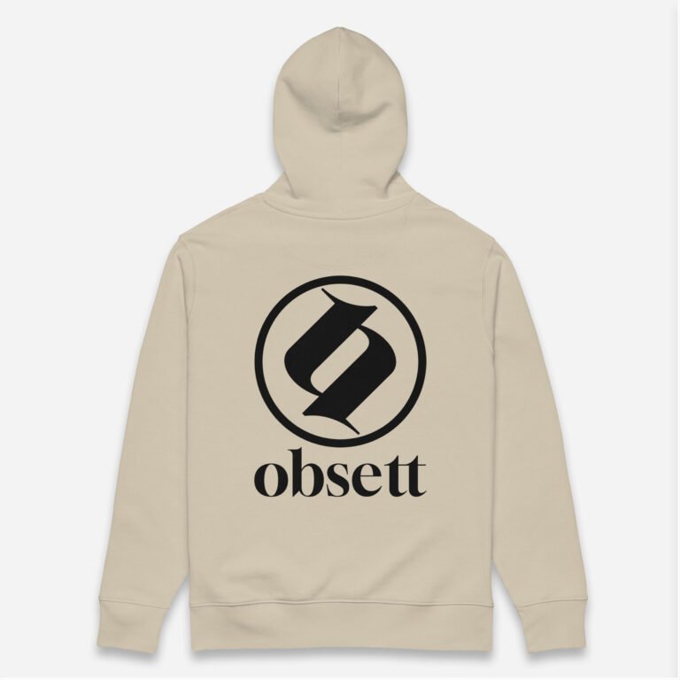 Loop Sudadera beig Obsett Classic impresión espalda mujer (Logo negro completo)