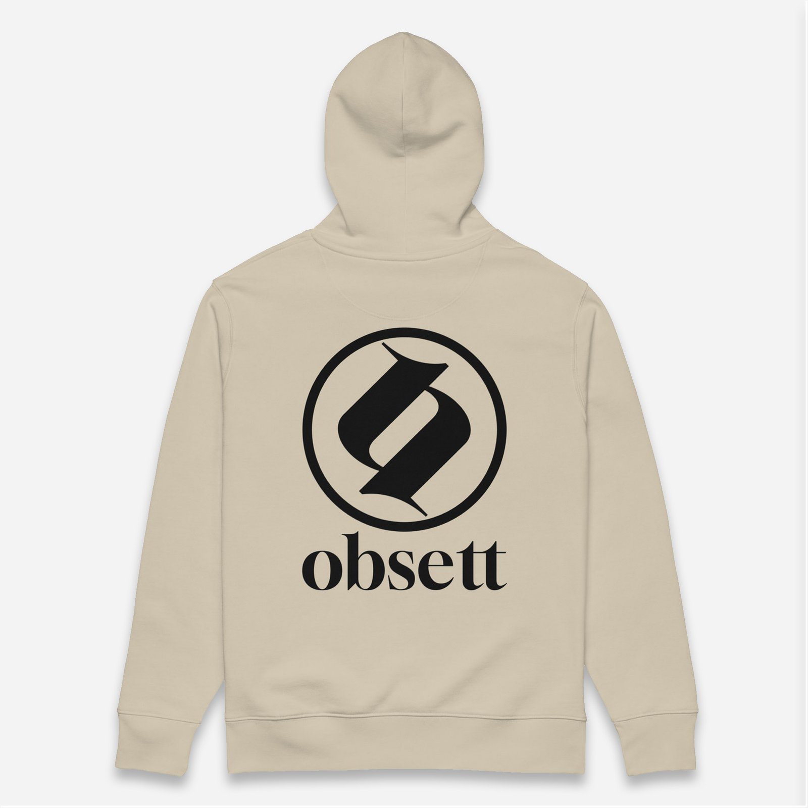 Loop Sudadera beig Obsett Classic impresión espalda mujer (Logo negro completo)