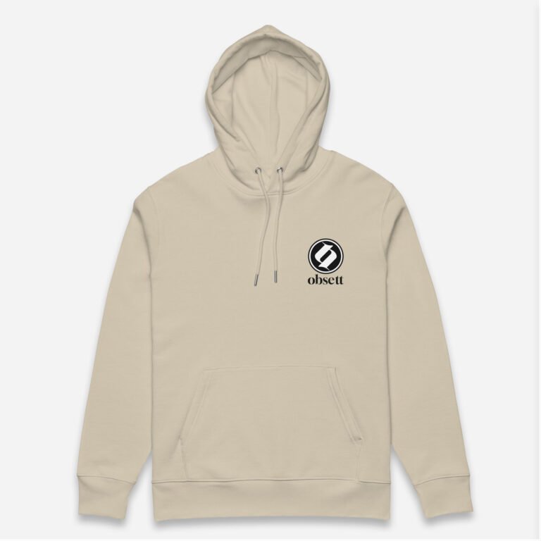 Loop Sudadera beig Obsett Classic impresión pecho mujer (Logo blanco fondo negro completo)