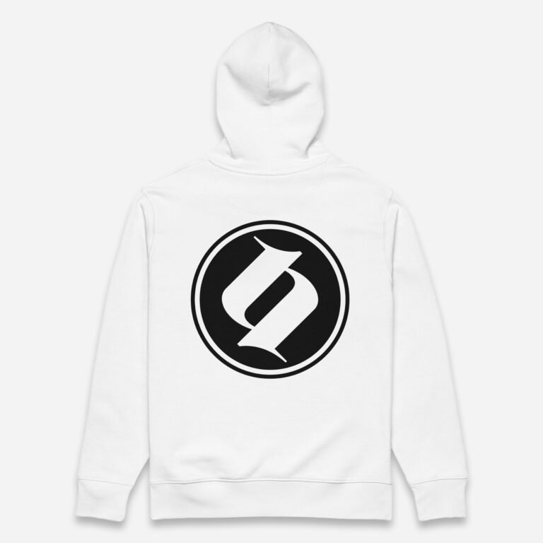 Loop Sudadera blanca Obsett Classic impresión espalda mujer (Logo blanco fondo negro)