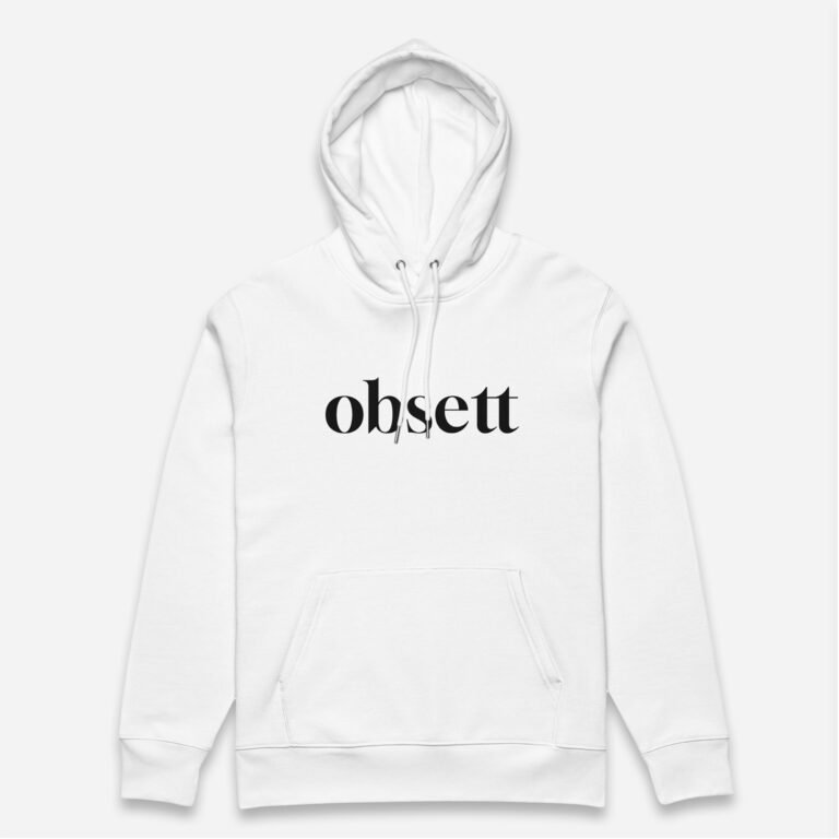 Loop Sudadera blanca Obsett Classic impresión pecho mujer (Logo negro nombre)