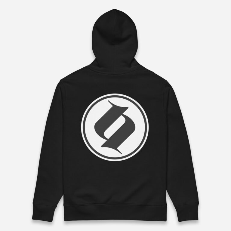 Loop Sudadera negra Obsett Classic impresión espalda mujer (Logo negro fondo blanco)