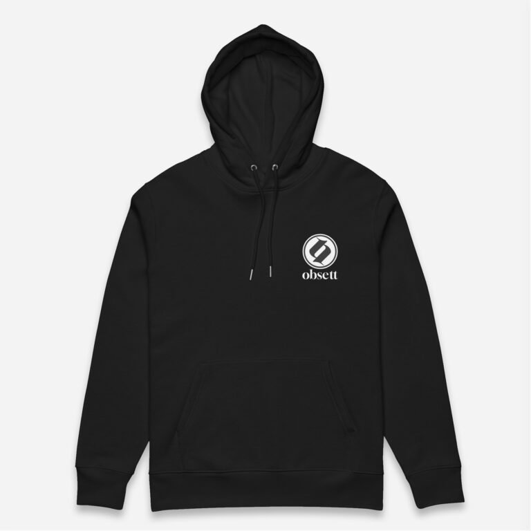 Loop Sudadera negra Obsett Classic impresión pecho mujer (Logo negro completo)