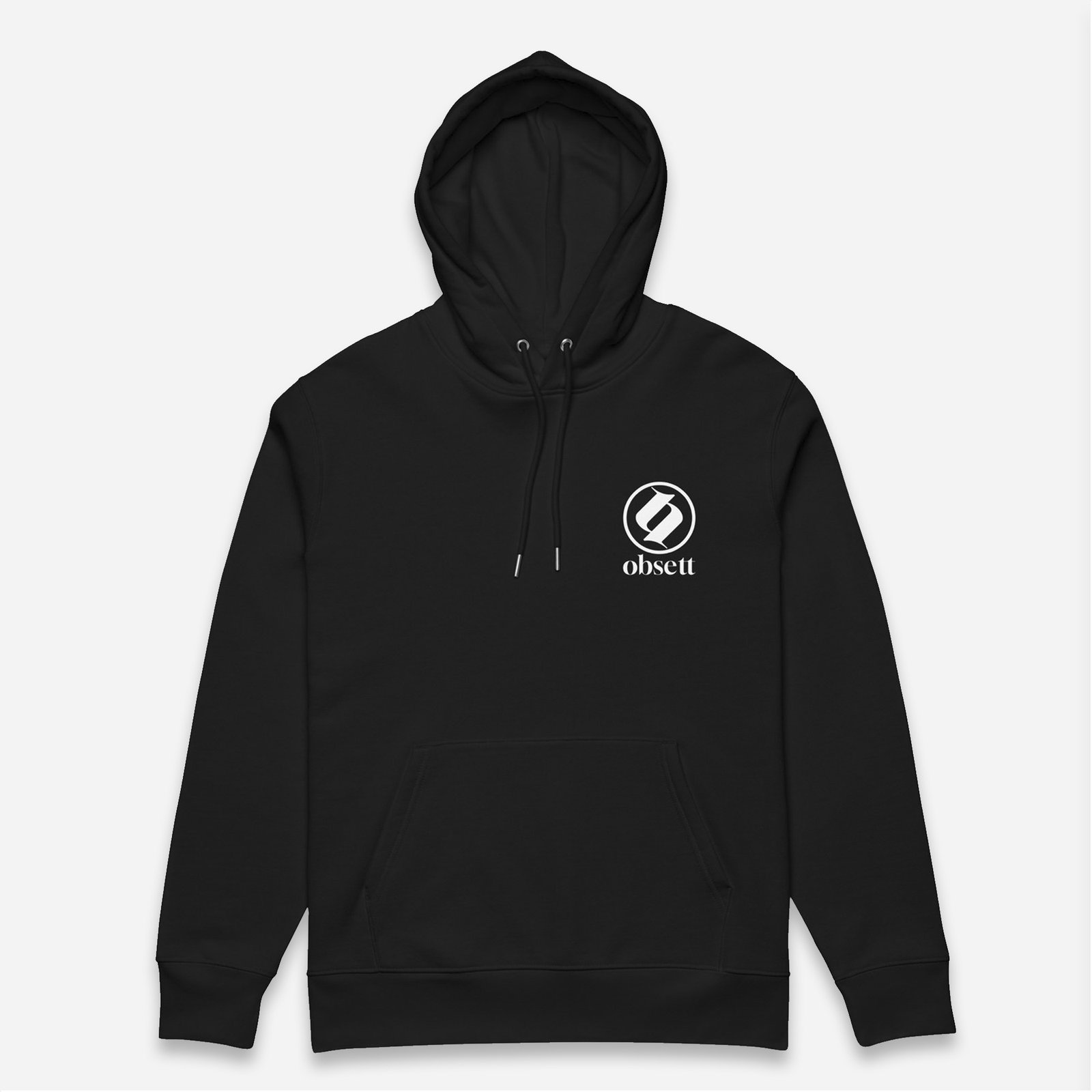 Loop Sudadera negro Obsett Classic impresión pecho hombre (Logo blanco completo)
