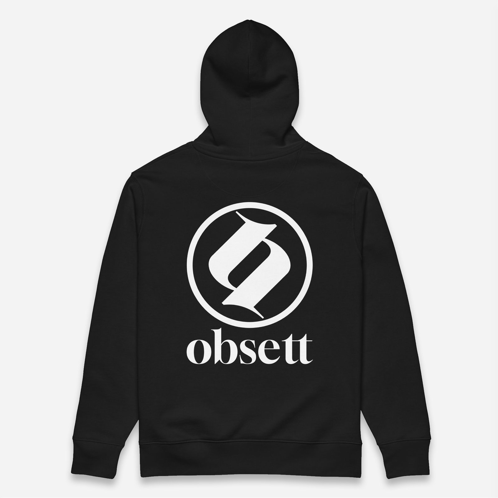 Loop Sudadera negro Obsett Classic impresión espalda hombre (Logo blanco completo)