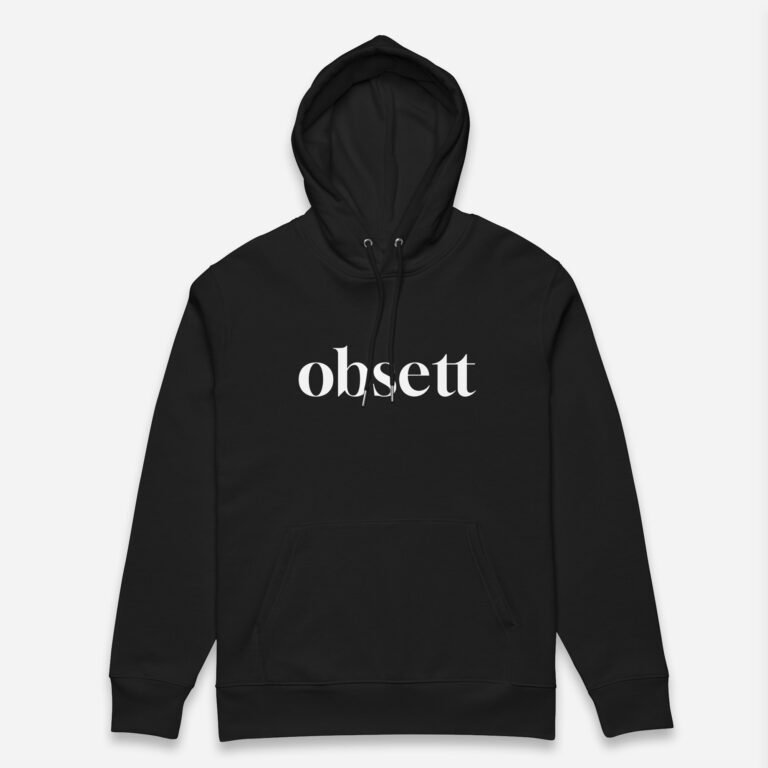 Loop Sudadera negra Obsett Classic impresión pecho mujer (Logo blanco nombre)