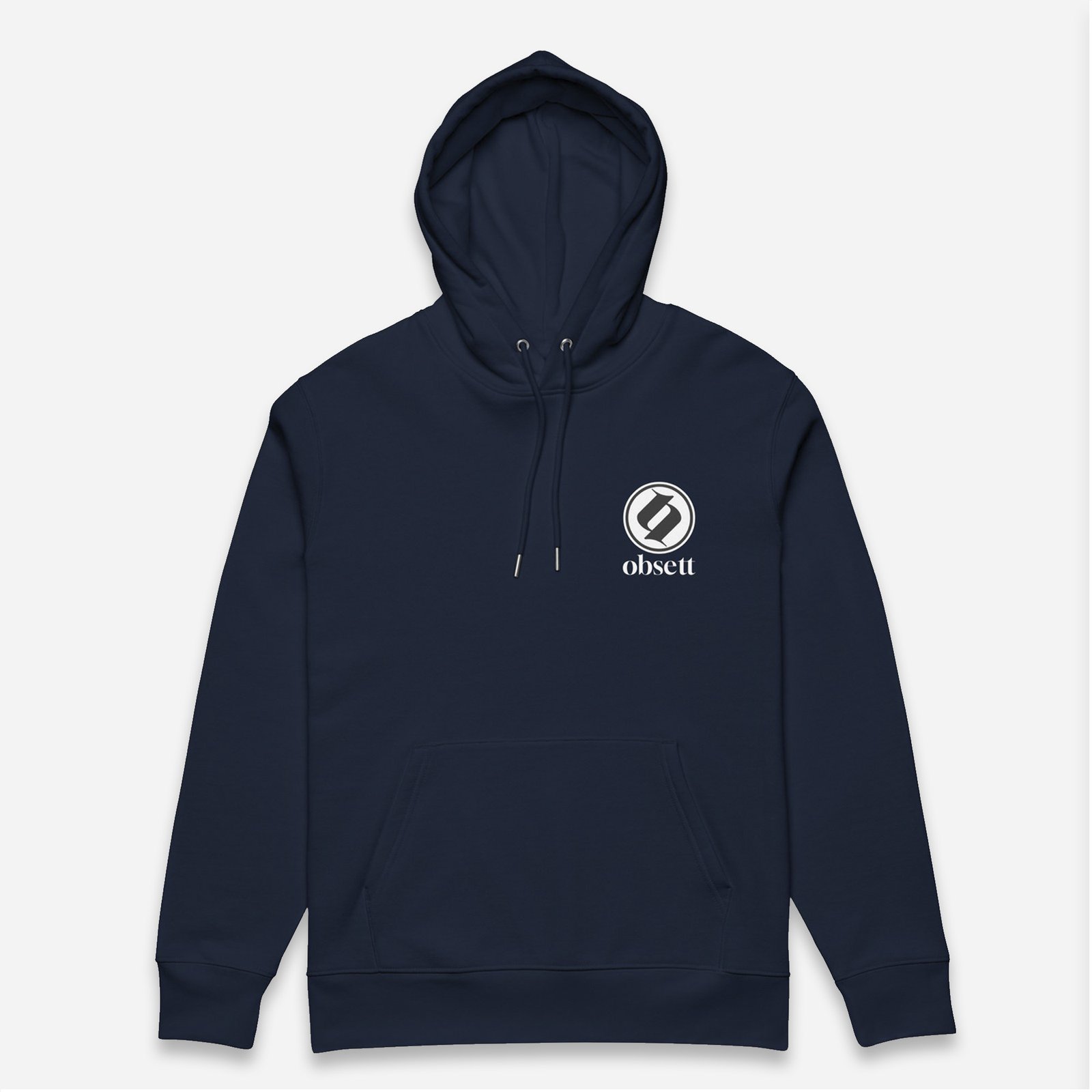 Loop Sudadera marino Obsett Classic impresión pecho hombre (Logo negro fondo blanco completo)